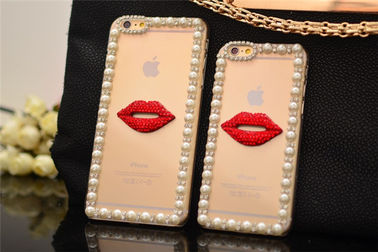 (bordo vermelho bonito do diamante DIY) malote da caixa do telefone móvel da polegada Iphone6 4,7 5S